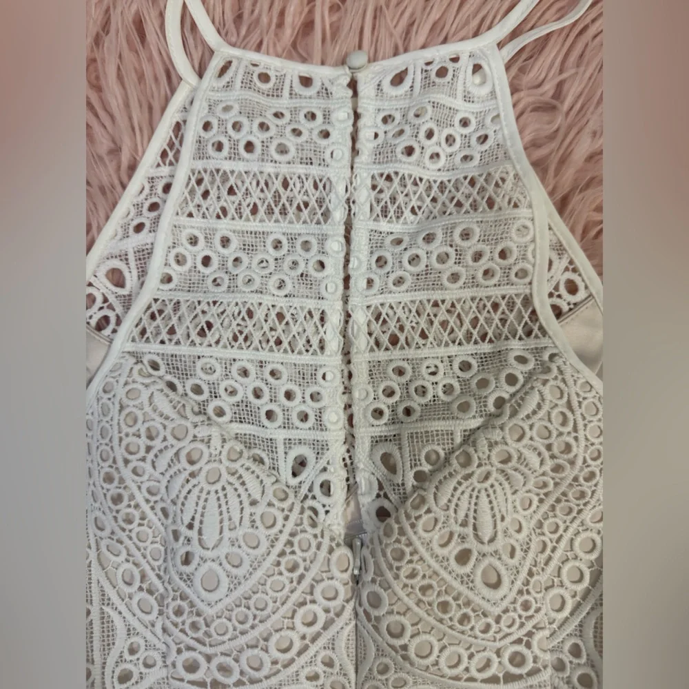 Forever New white lace mini halter dress
